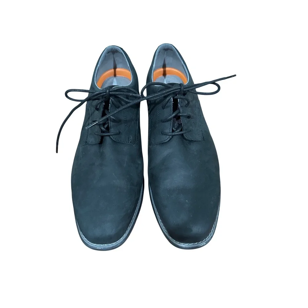 Rockport Garett Plain Toe Oxford Shoes Mens 13W Black Nubuck Leather CI5547